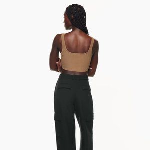 Aritzia Babaton Sculpt Knit Squareneck Cropped Tank size S Gold/yellow/tan